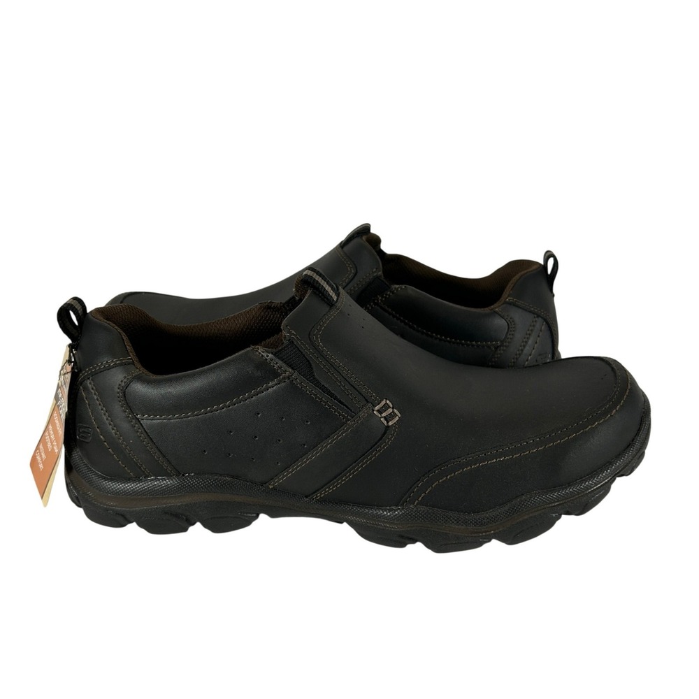 Skechers Relaxed Fit Mens Dark Brown Memory Foam Slip On Loafers Shoes Size 11